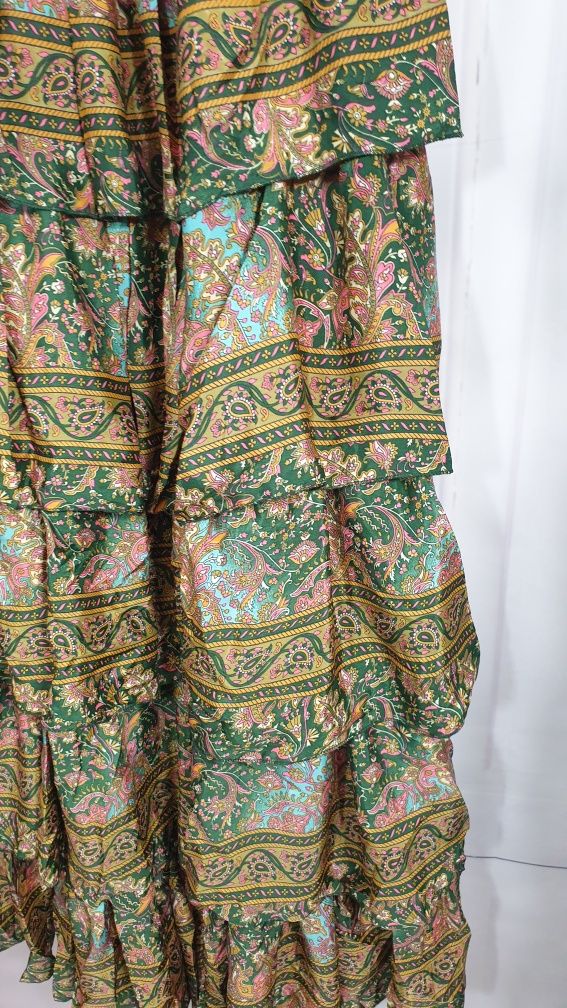 Super cena  Jedwab sukienka indyjska premium falbany hiszpanka