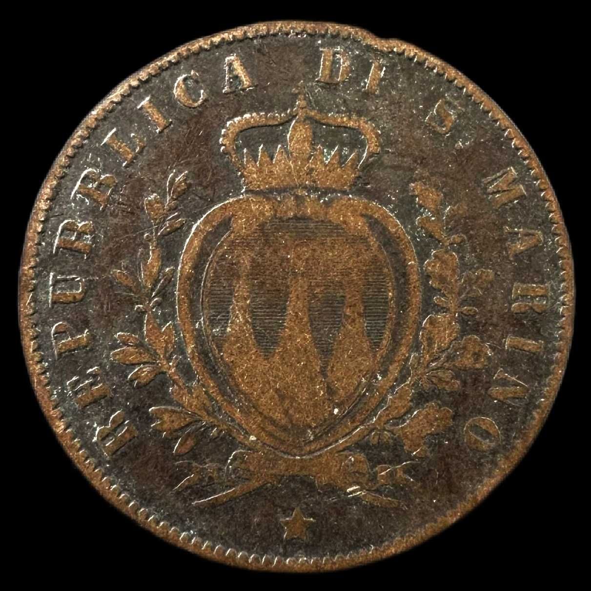 Moeda de 5 Centesimi - 1864 - San Marino