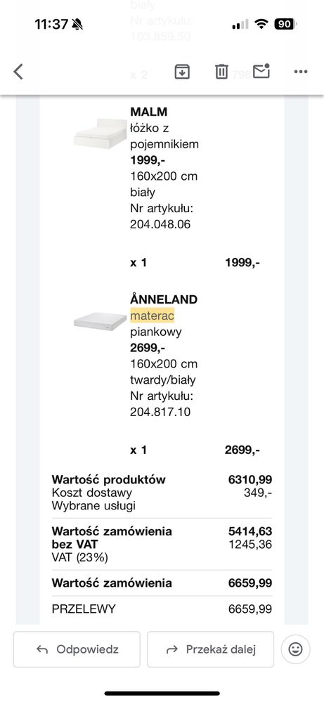Materac IKEA Annaland 160x200 – stan bardzo dobry!