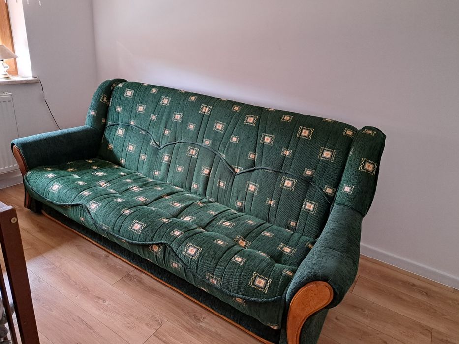 Kanapa, wersalka, zielona, rozkładana