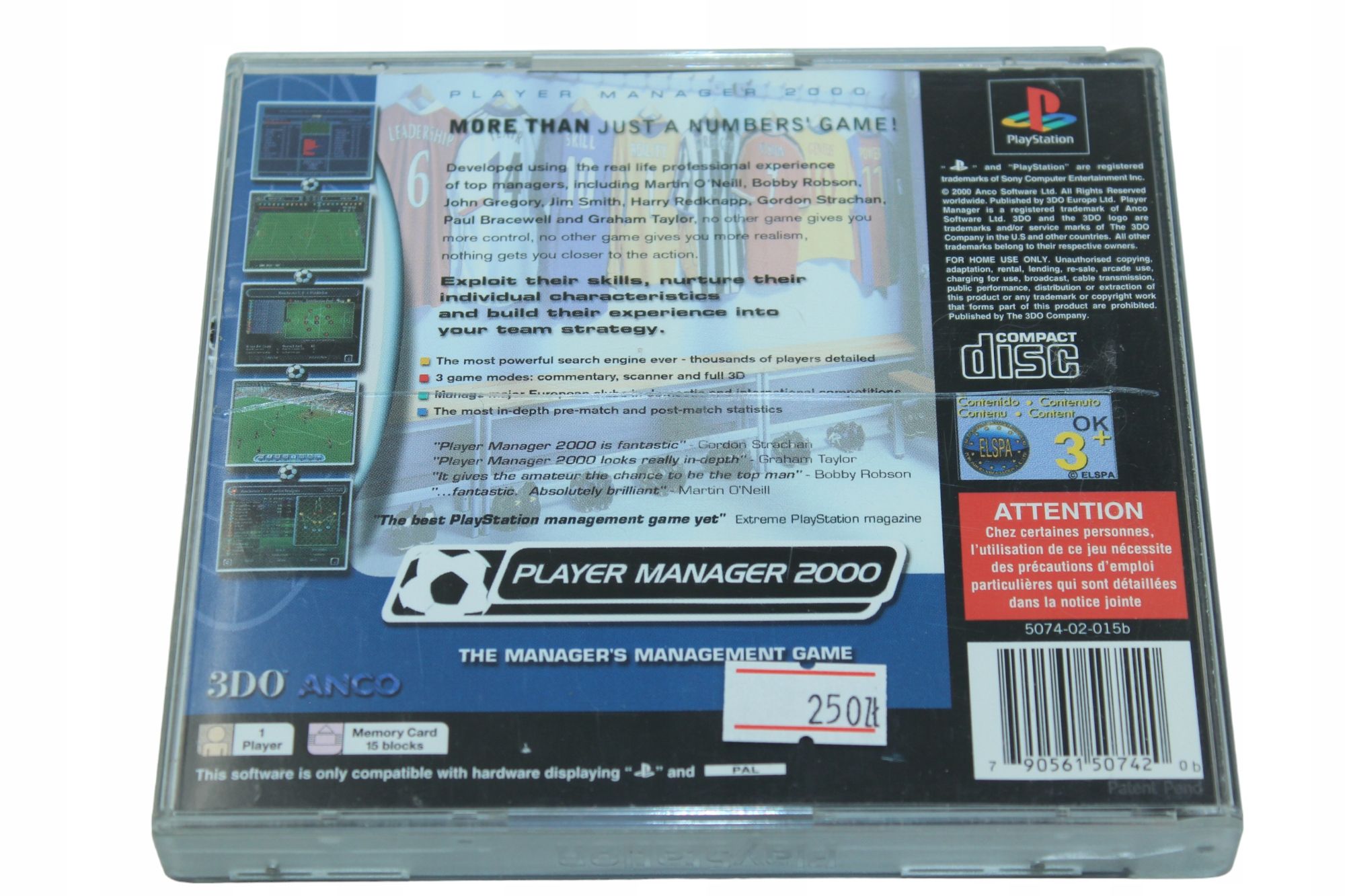 Player Manager 2000 PS1 PSX PlayStation 1