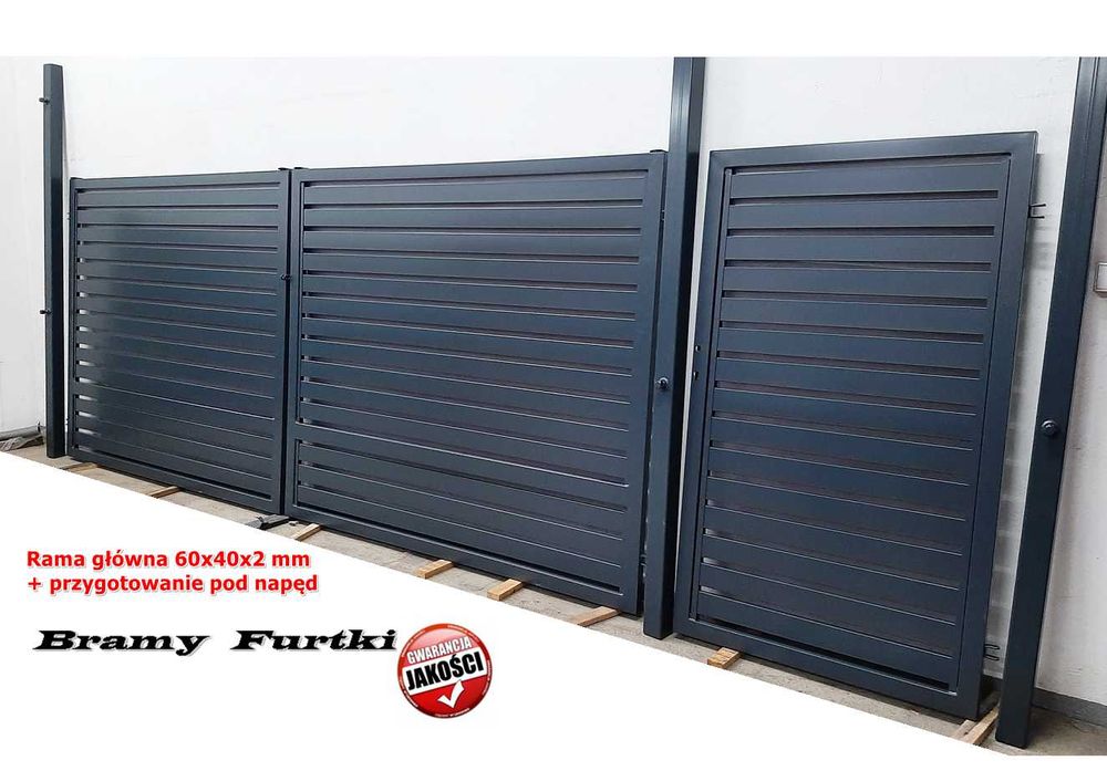 Kompletna brama palisadowa+ furtka palisadowa. Wysoka Jakość