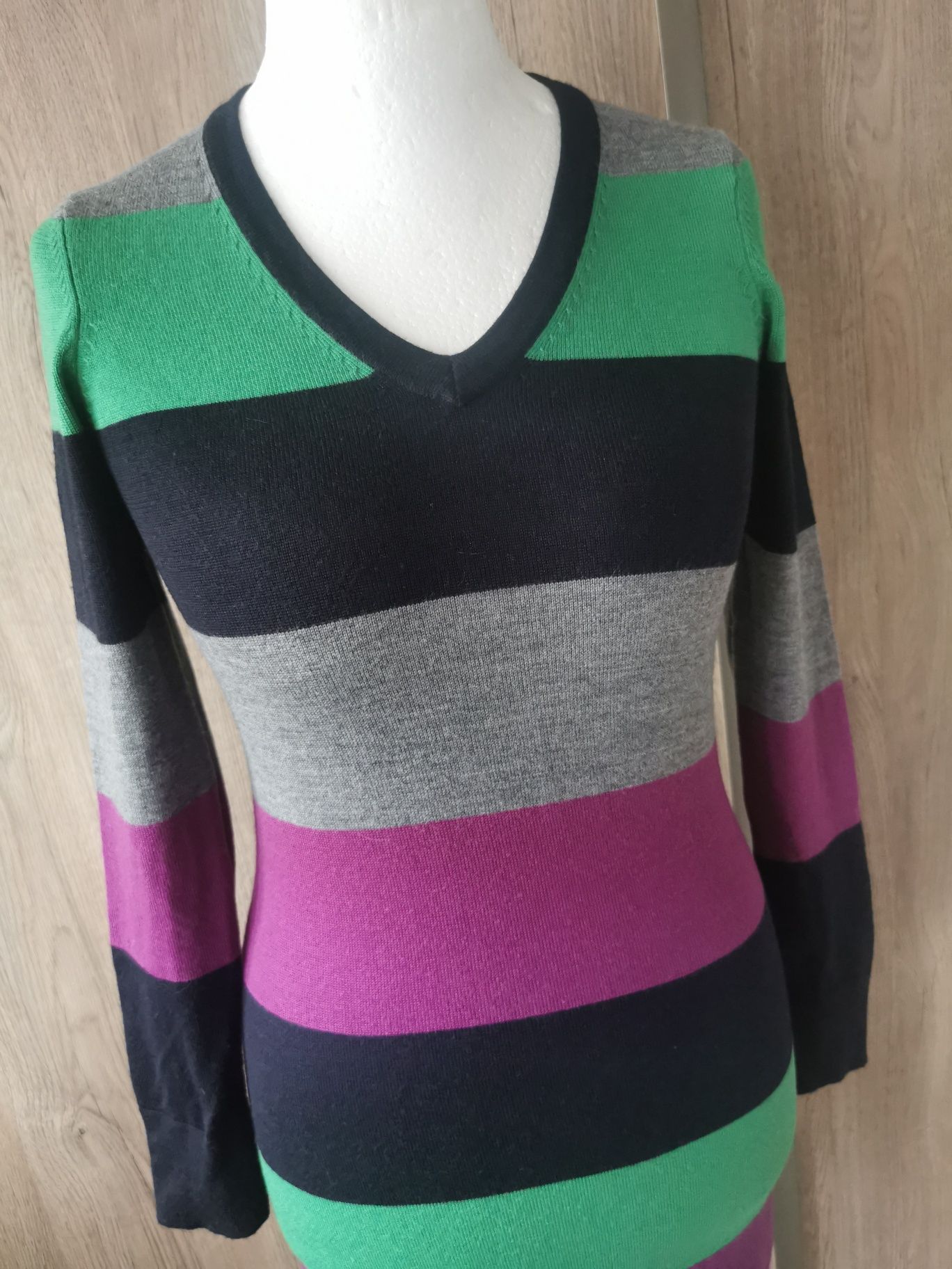 Hobbs wełniana sukienka longsleeve 100% wełna M