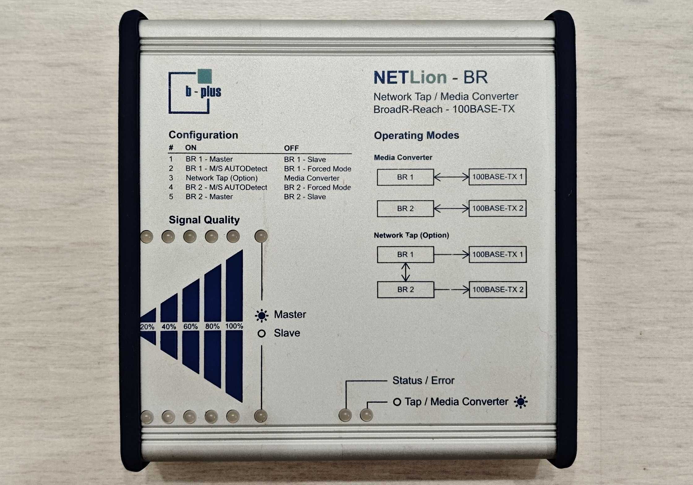 b-plus NETLion BR Network TAP & Media Converter BroadR-Reach 100BASE-X