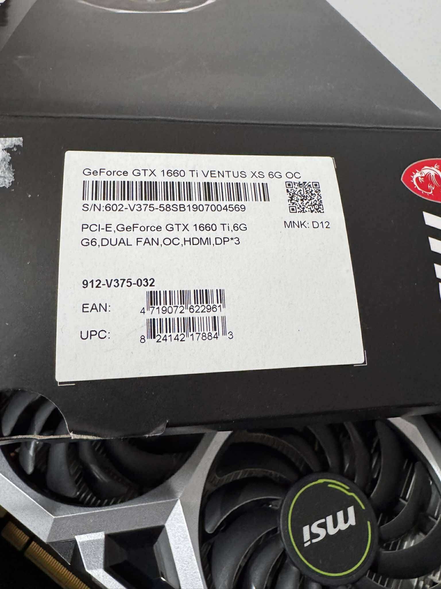 Karta graficzna MSI GeForce GTX 1660 Ti Ventus XS 6GB OC GDDR6 192bit
