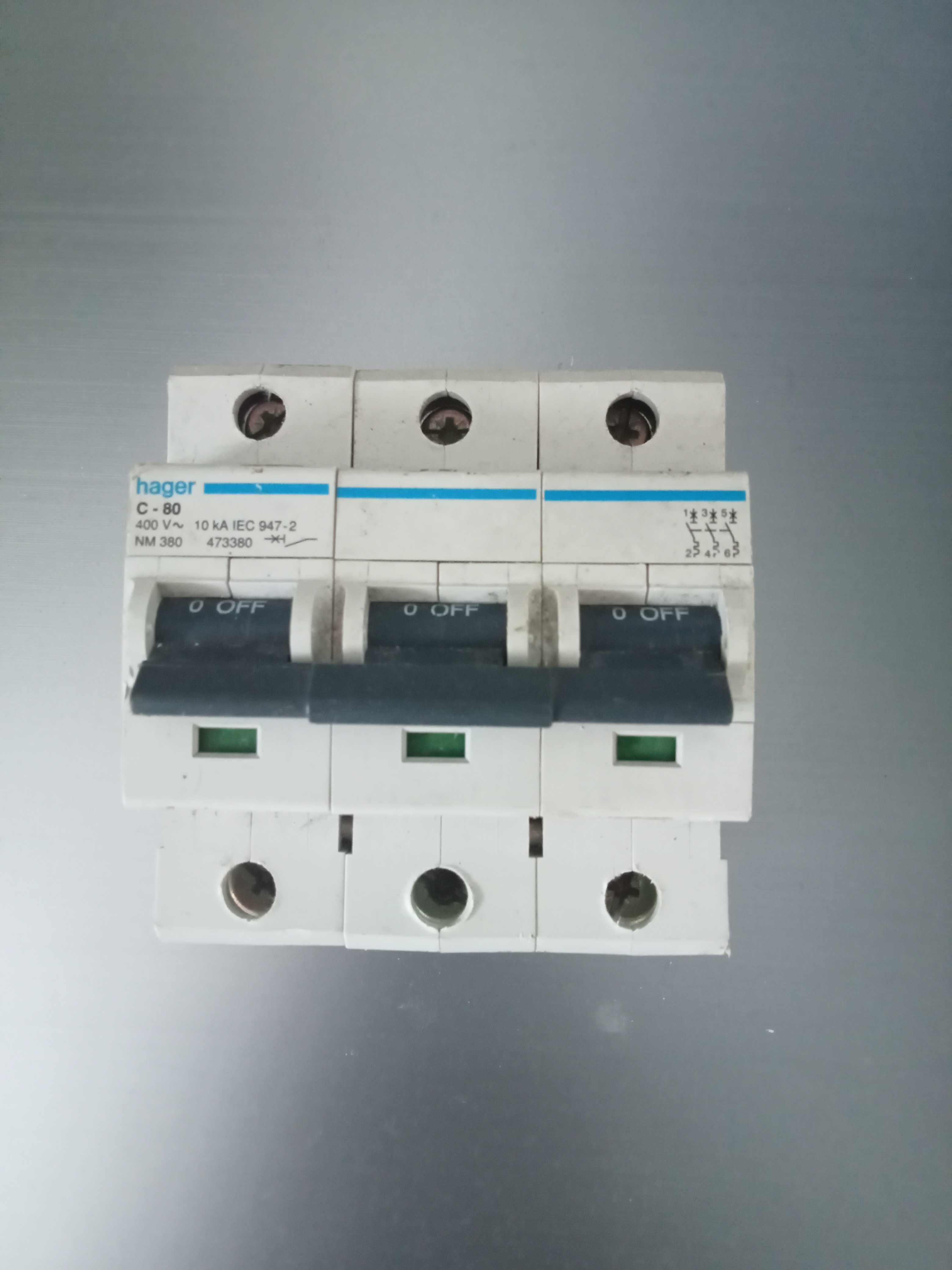 Disjuntor 3P Hager NM380 C 80A 10kA