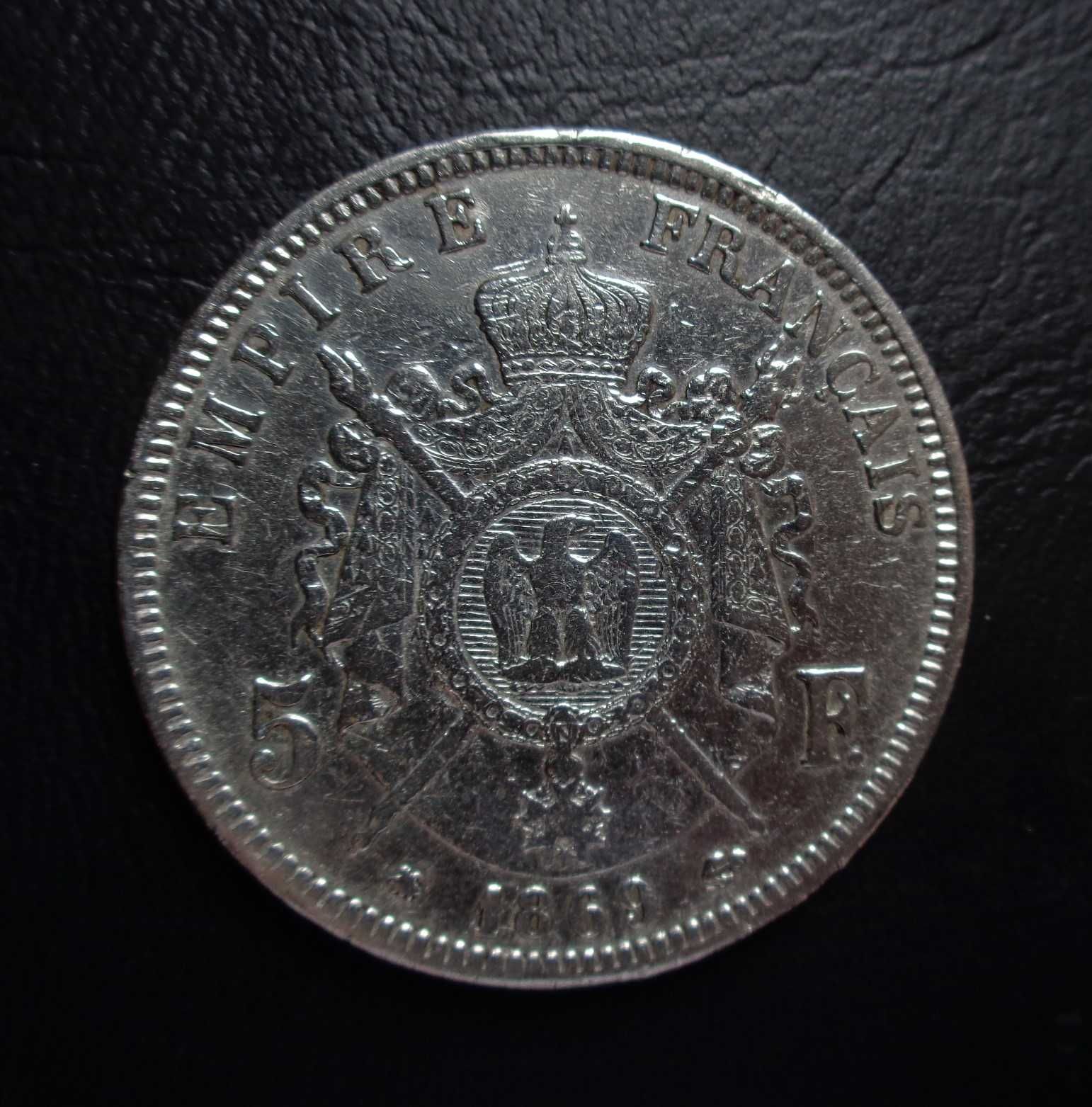 França 5 Francos Prata 1869 Napoleon III