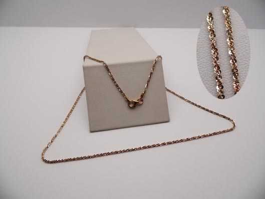 Dwukolorowy łańcuszek srebro złocone różowym złotem 46 cm. 1,5 mm.