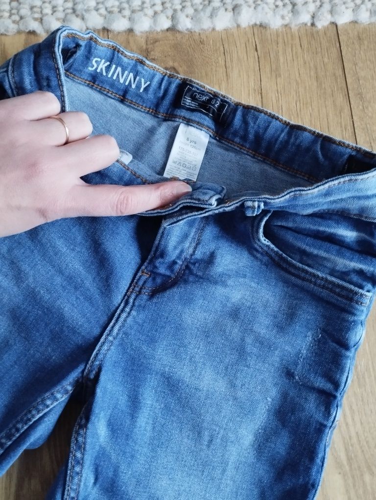 128cm 134cm spodnie jeansowe dziewczęce, jeansy Next skinny