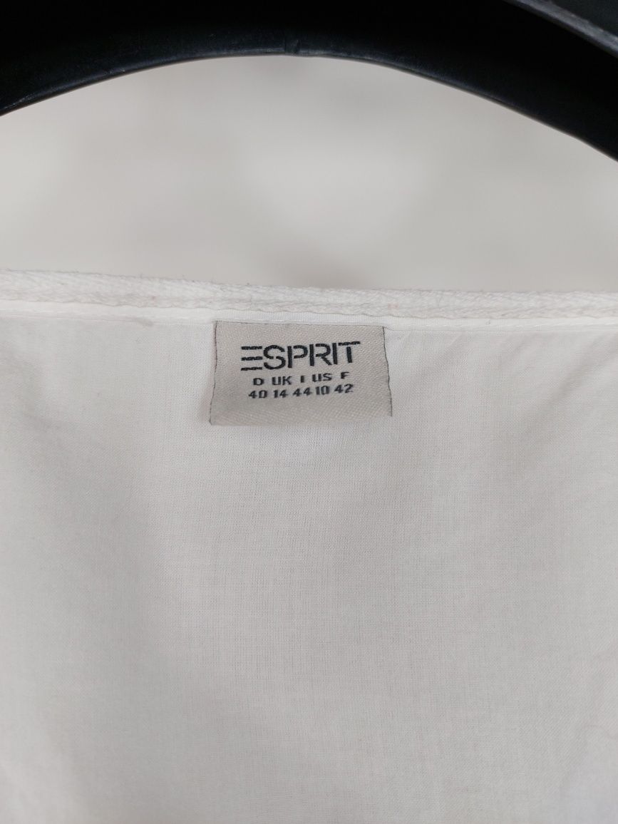 Biała Bawełniana Przewiewna Koronkowa Bluzka Damska, Esprit (L/40)