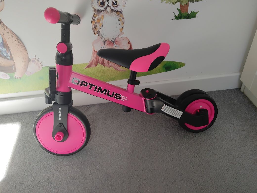 Milly Mally Rowerek trójkołowy jeździk 3w1 Optimus różowy
