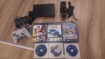 PlayStation 2 SLIM SCPH-70003 + 2 pady + zasilacz, kabel video, 6 gier