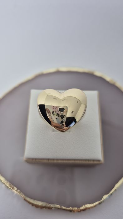 Nowy złoty pierścionek bańka serce dmuchany gładki duży elektroforma