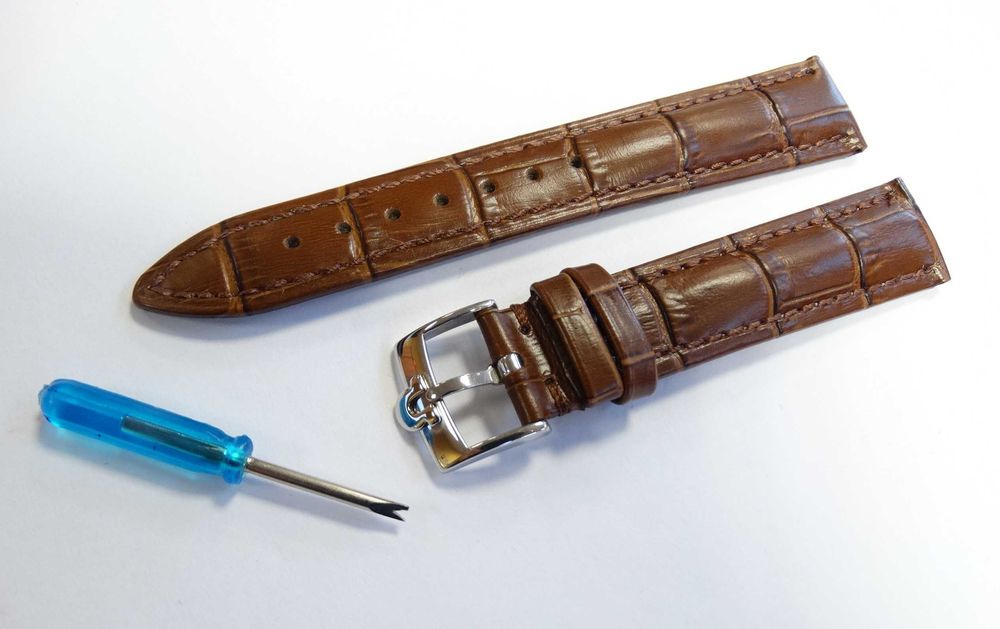 Pasek skórzany brązowy do zegarka Omega 18mm 20mm klamra złota srebrna