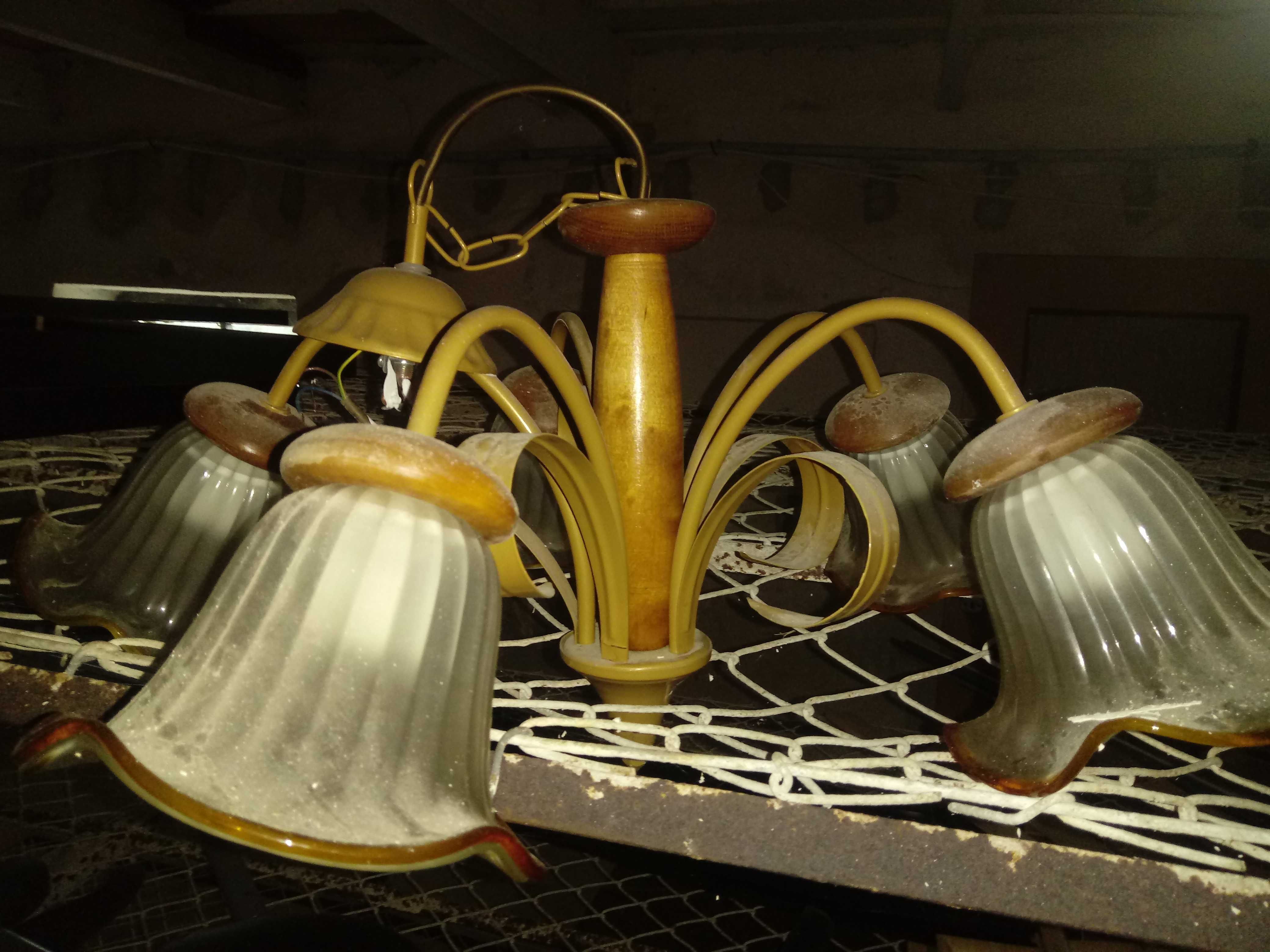 Lampa vintage,PRL drewniane-stojące,wiszące.