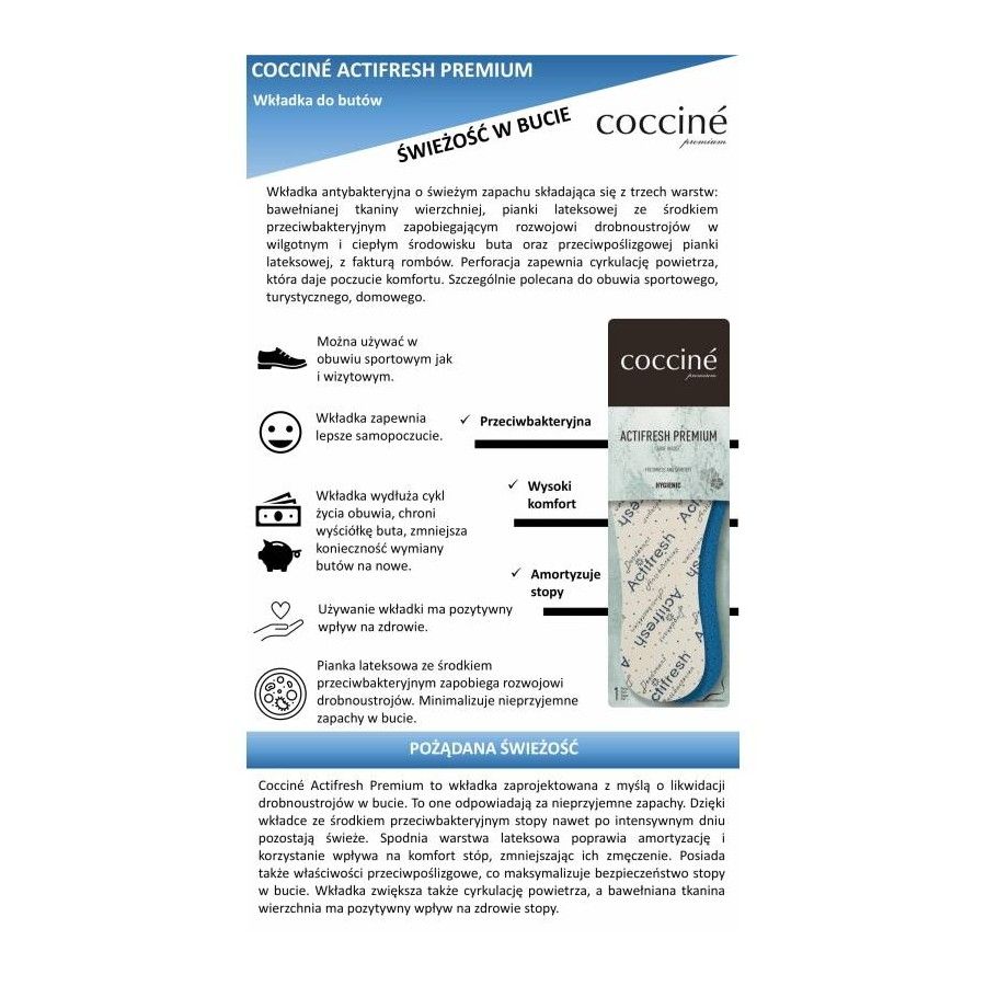 r.40 - Wkładki odświeżające do obuwia Actifresh Premium Coccine