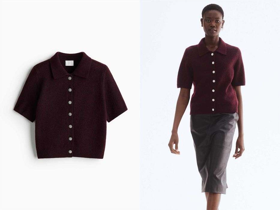 Kardigan M nowa kolekcja burgund wełna PROMOCJA sweter