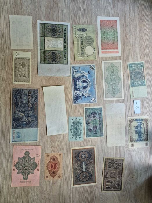 Starocie banknoty marki Niemcy 5 zestawów