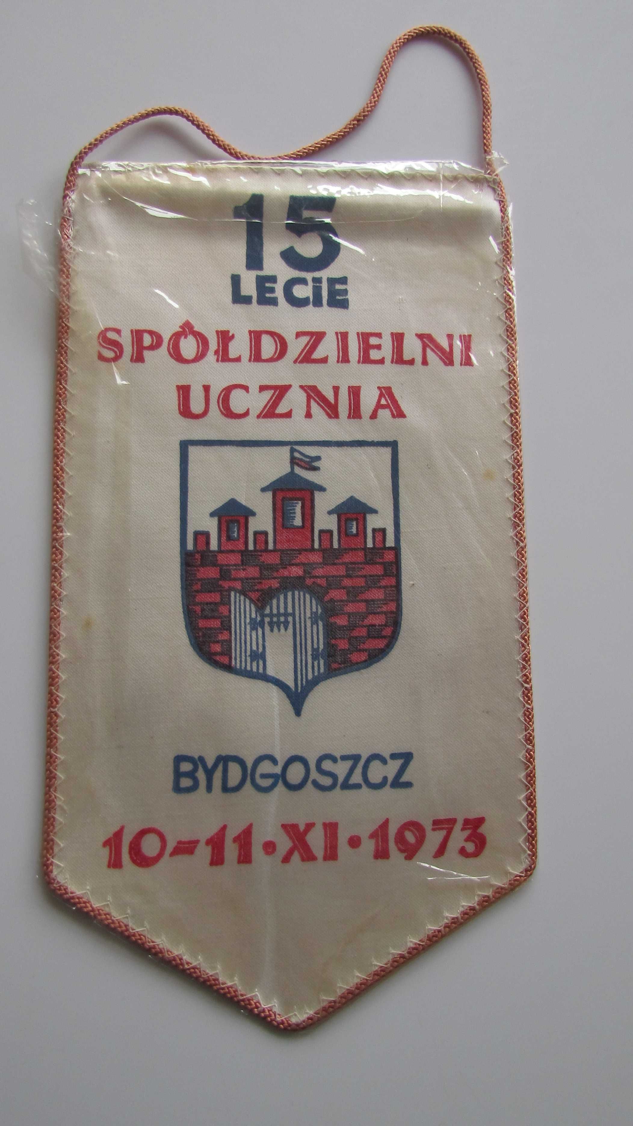 Proporczyk 15 lat Spółdzielnia Ucznia Bydgoszcz Herb 1973