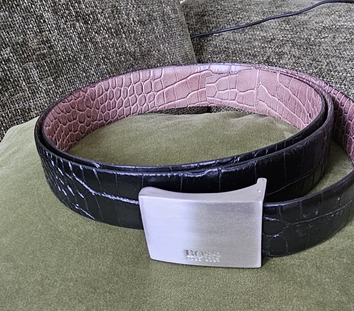 Skórzany pasek Boss krokodyl 93-117 cm