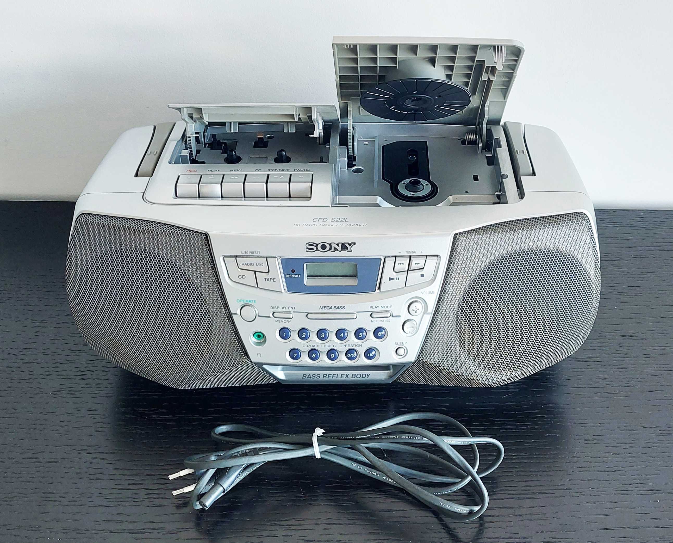 Rádio AM/FM leitor gravador de cassette e leitor de CD Sony CDFD-S22L
