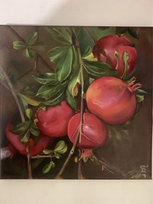 Картина Гранати олія на полотні 30х30см