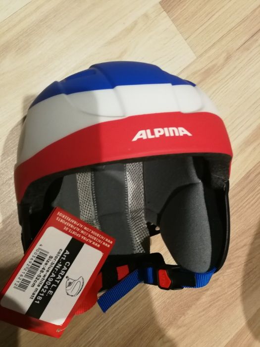 Kask dziecięcy narciarski Alpina niebiesko-czerwono-bialy 48-52 nowy