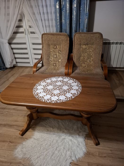 Ława drewniana + 2 fotele