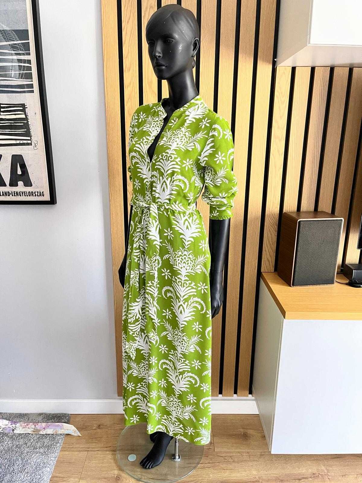 Zara Sukienka z nadrukiem i paskiem r. S ref. 5216/046