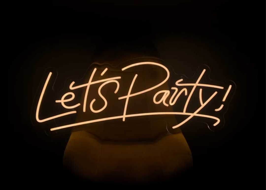 Let's Party! napis neon Na skraju raju wesele urodziny osiemnastka
