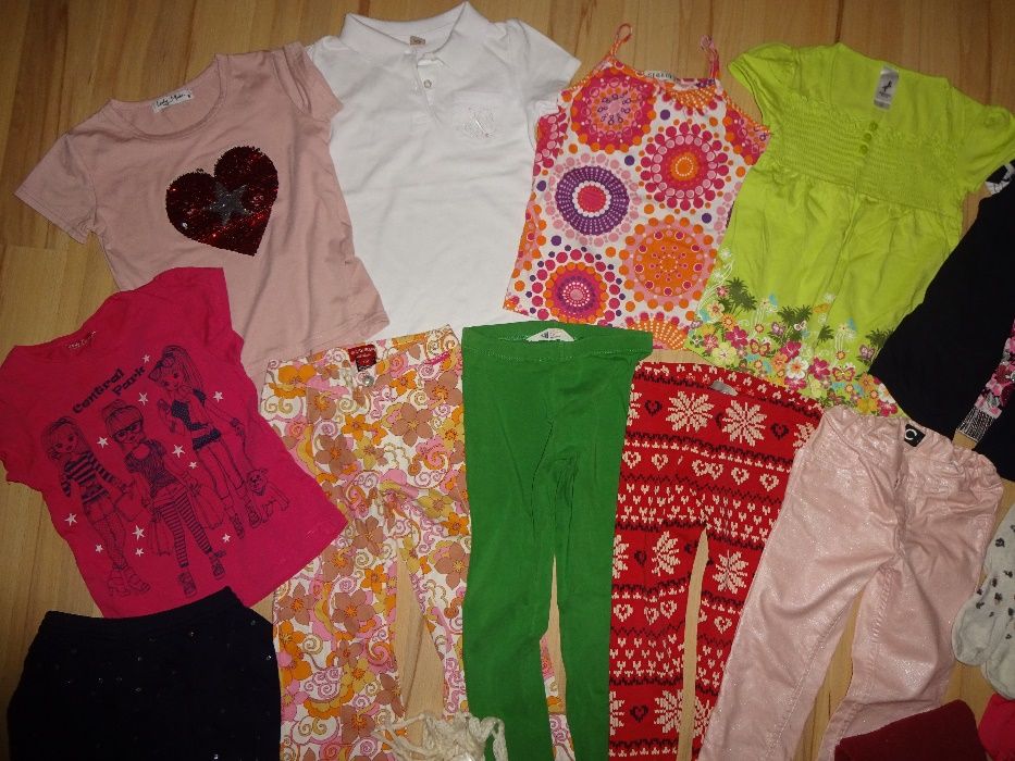 zestaw modnych oryg. ciuszków dla dziewczynki leginsy IDEALNY STAN 6-7