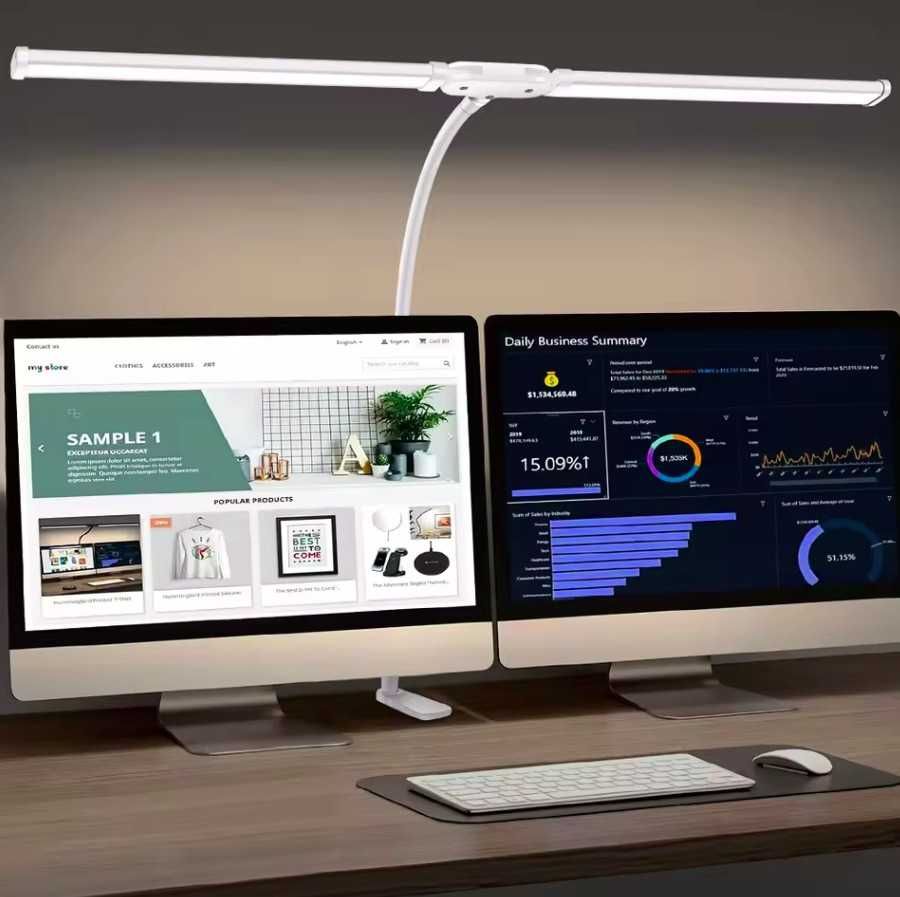 Candeeiro de Mesa LED Duplo Ajustável USB