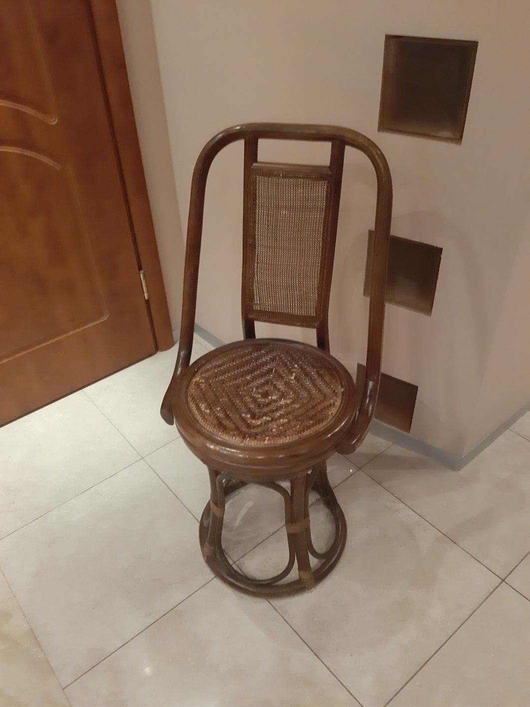Fotel rattan prl obrotowy krzesło kolekcja rattanowy vintage boho