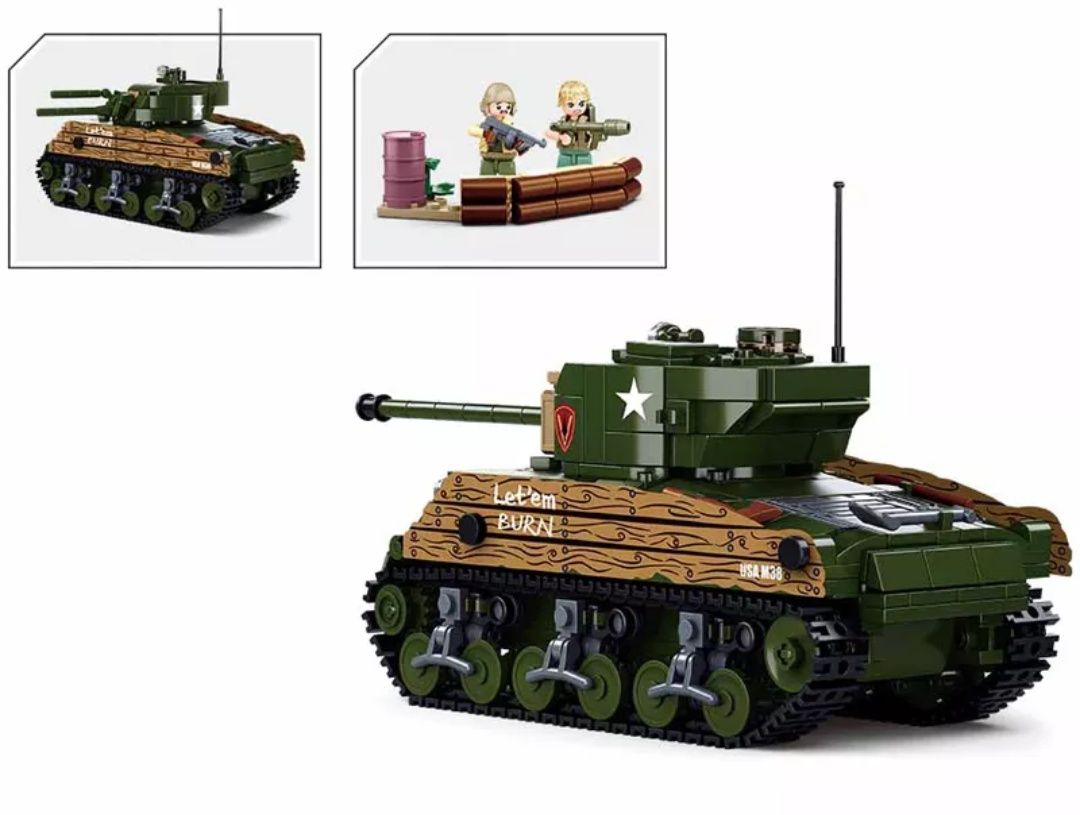 Акция! Конструктор Армия SLUBAN M38-B1110 Американский танк M4 SHERMAN