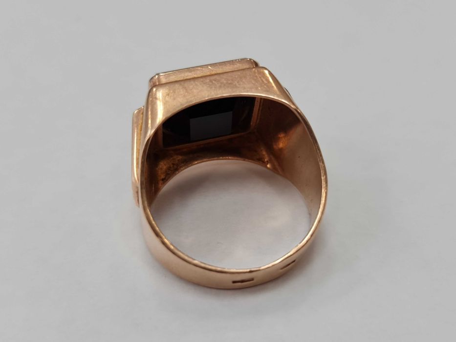 Rosja 1958/ Złoty sygnet męski/ 13.02 gram/ R23/ Kwarc Dymny