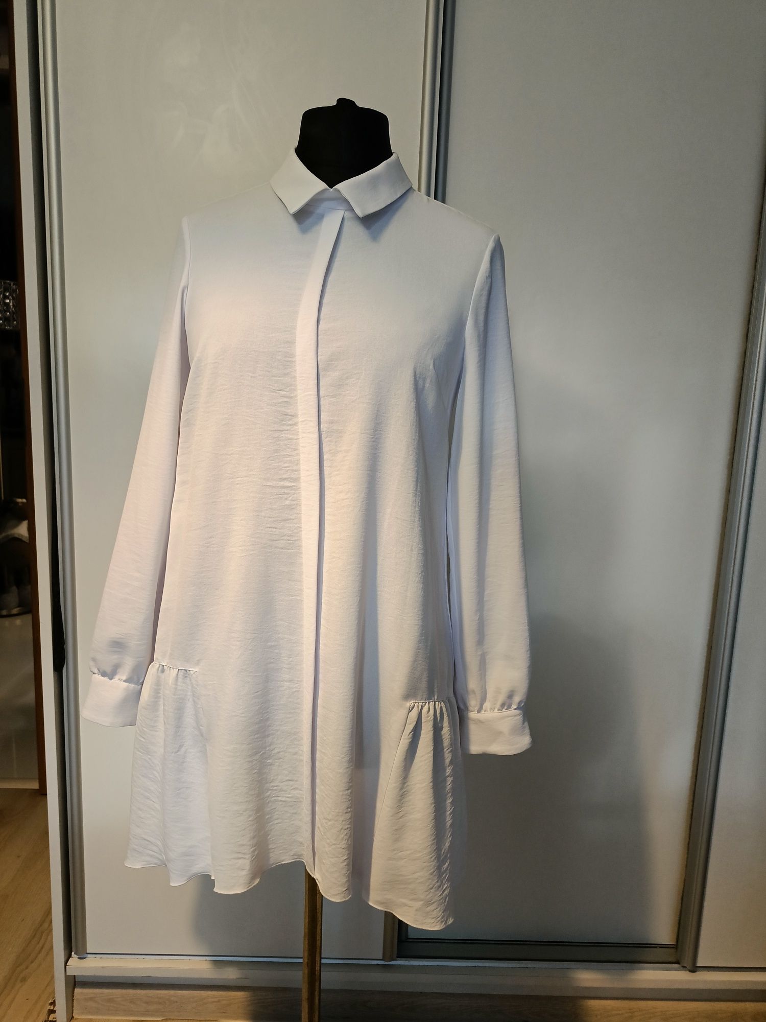 Długa koszulowa biała tunika S małe M