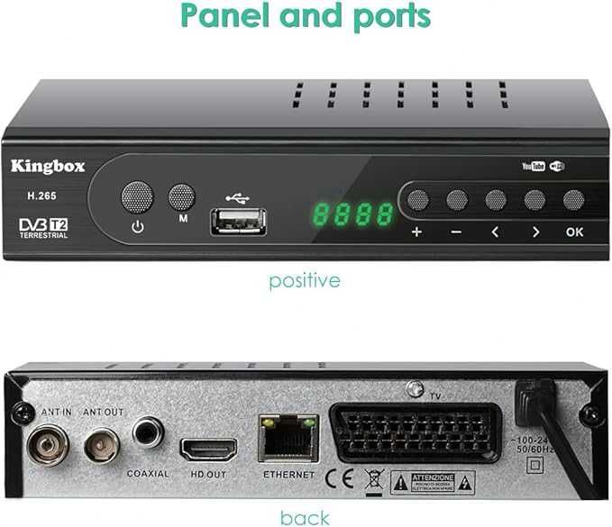 Recetor TDT - DVB-T2 H.265 HEVC 10-bit Full HD 1080P - PVR, Media USB