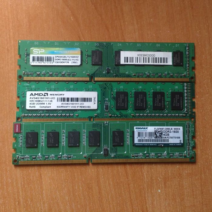 ОЗУ DDR3 1600MHz 4GB x 3 модуля / 12GB