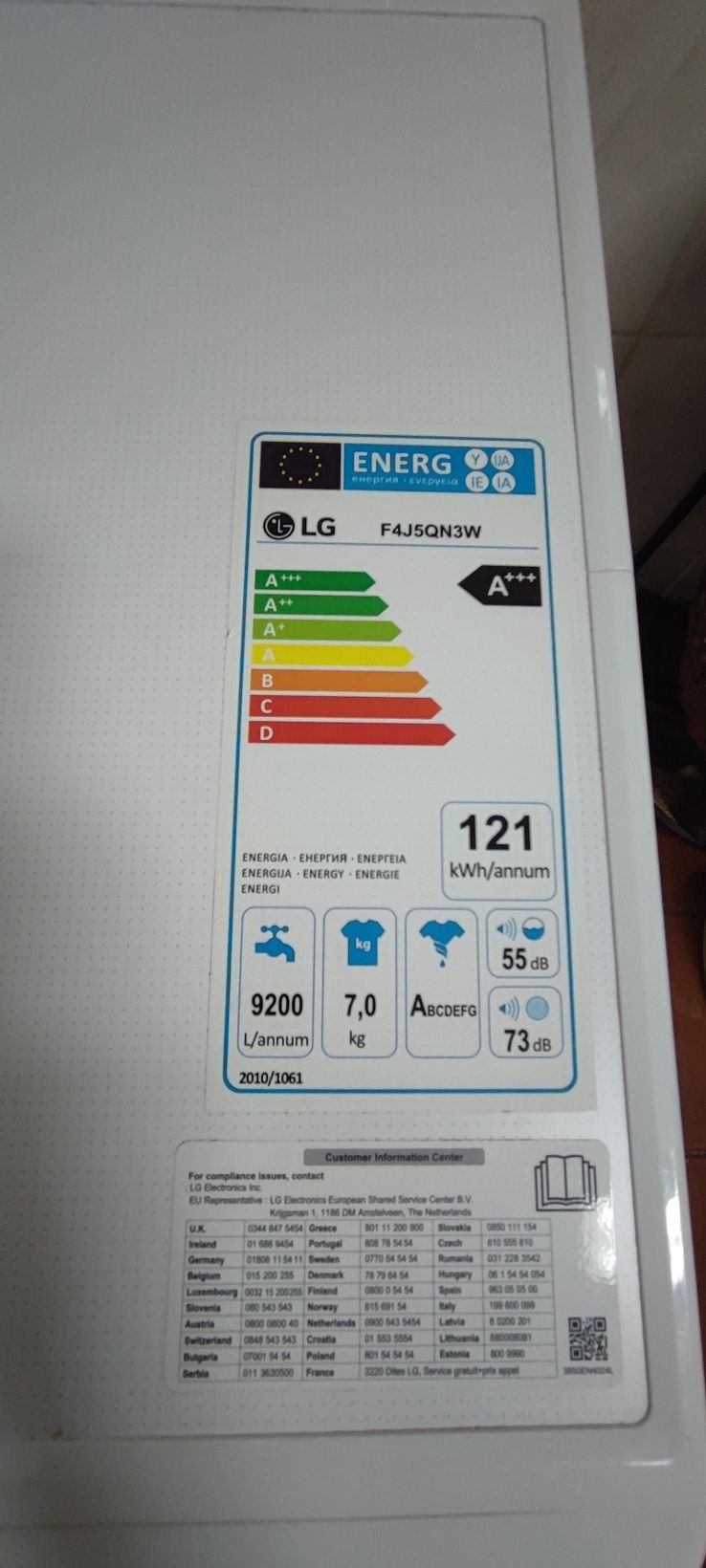 A máquina de lavar *LG*, mod com tecnologia *Inverter Direct Drive 7kg