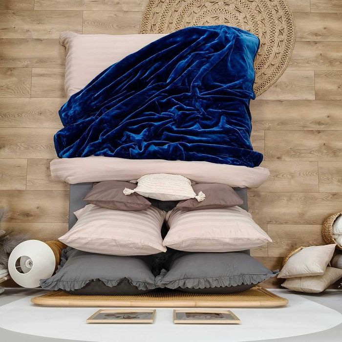 Koc Akrylowy Yasemin 200x220 cm, Gruby, Miękki, Ciepły, Niebieski