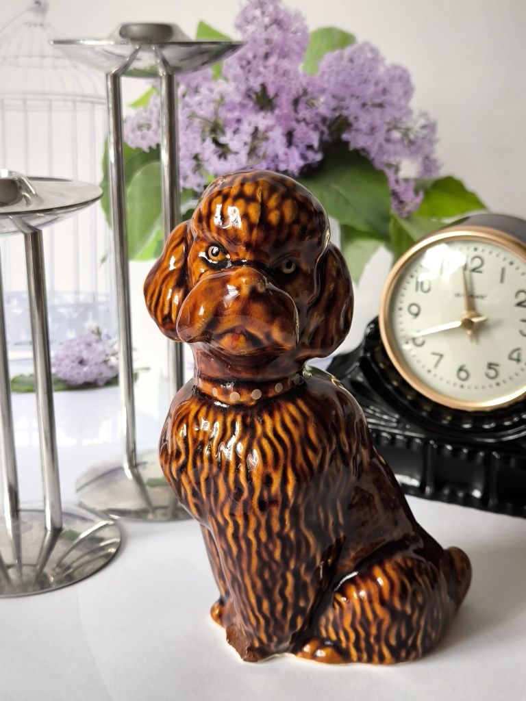 Figurka pies pudel PRL piękny stary porcelit