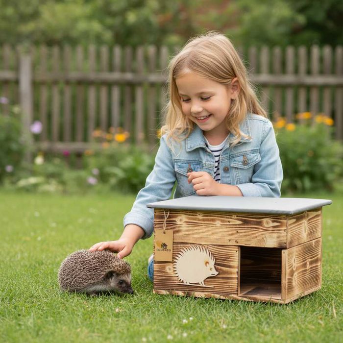 Solidny Drewniany Domek XXL dla Jeża Ciepły Legowisko Schronienie