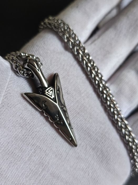Colar 100% aço inoxidável Viking Silver Arrow