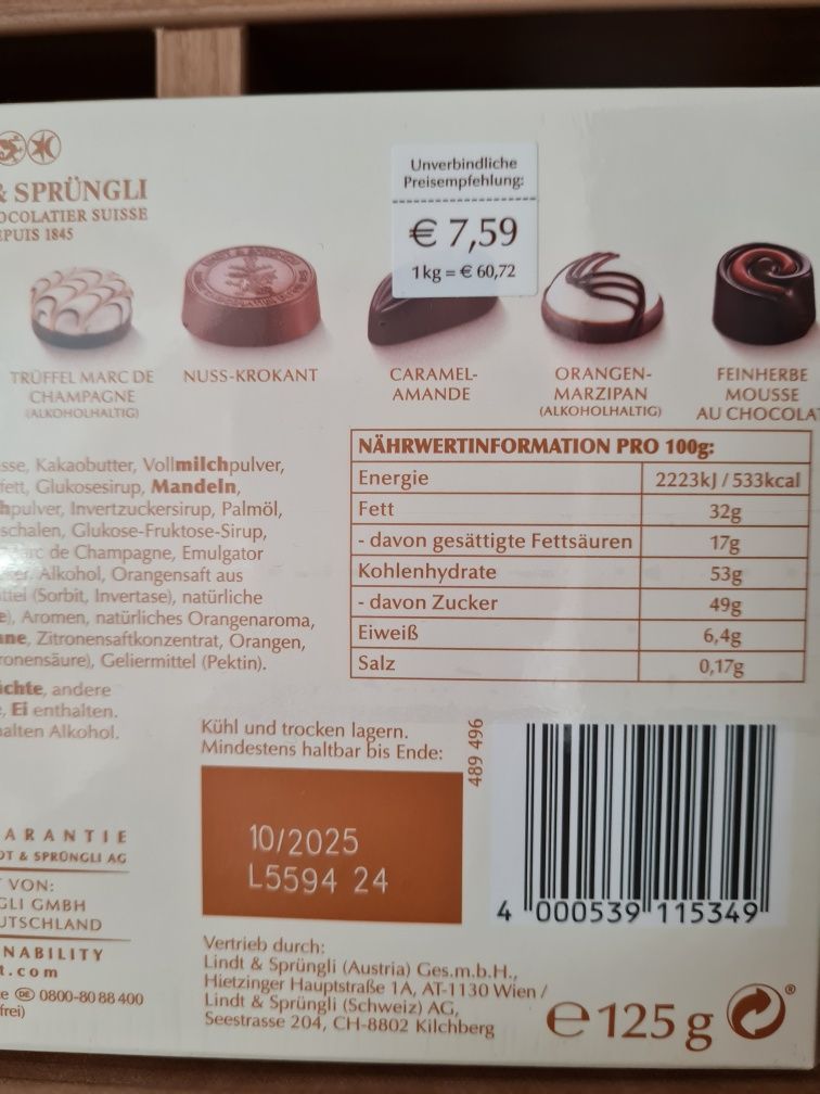 Praliny bombonierka czekoladki lindt z Niemiec