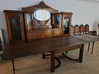 Brązowy drewniany stół z lat 20 -szerokość 350/243 lub 135 cm