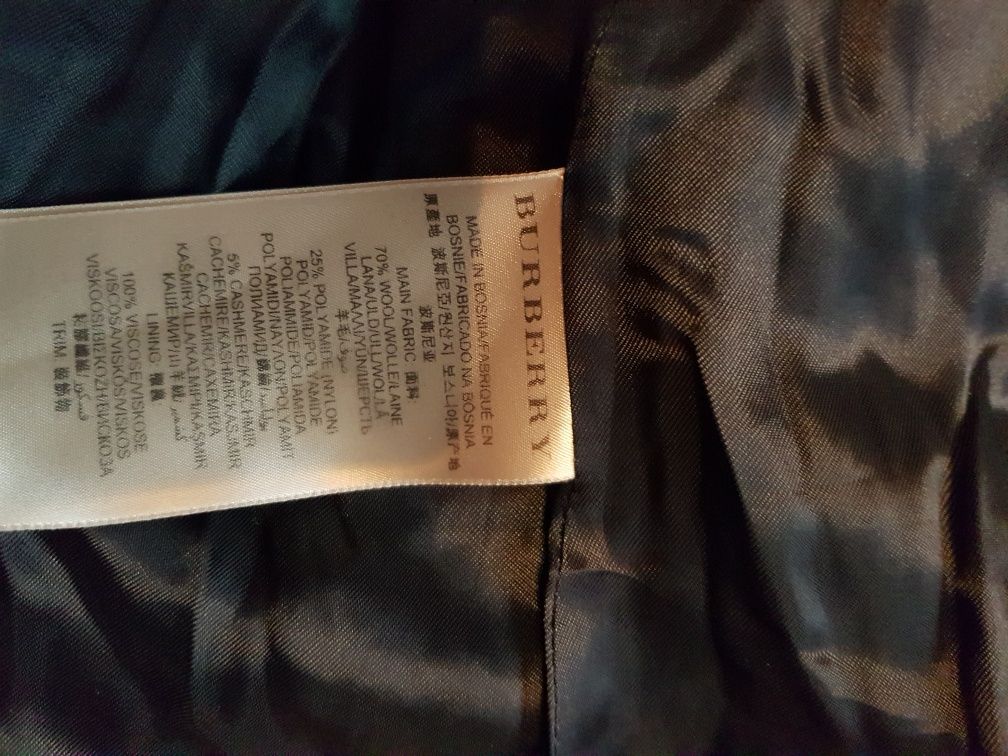 Burberry Brit Płaszcz Wełna Kaszmir 36