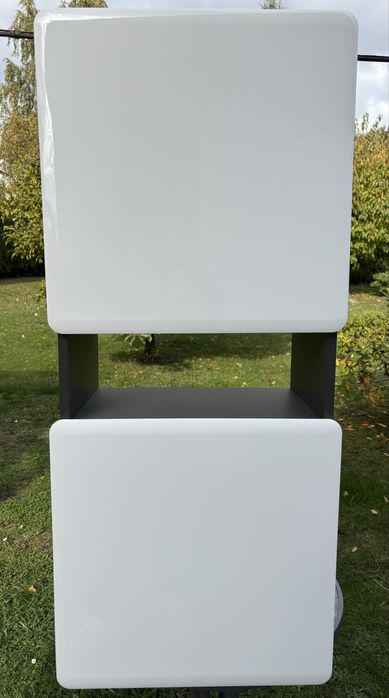 Szafka wisząca grafitowo biała, w połysku