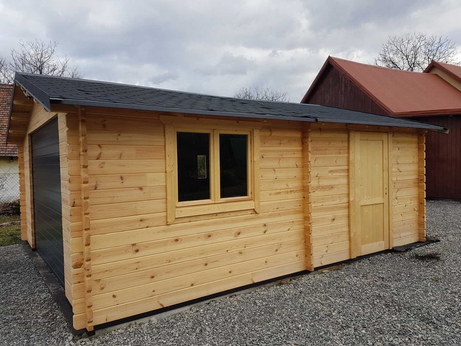 Garaż drewniany domek gosp od19,8m2 ściana z litego drewna gr od 44mm