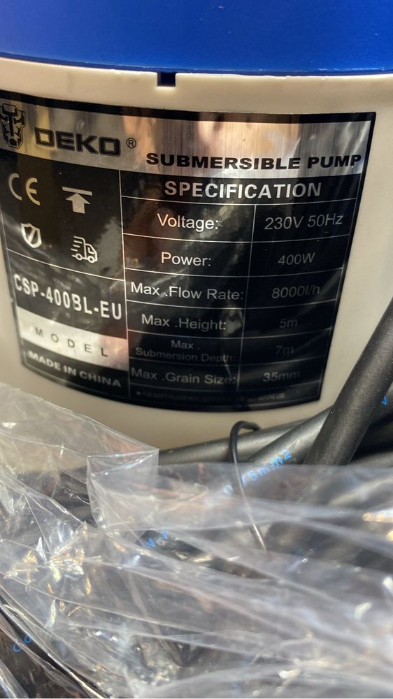 Pompa zatapialna DEKO 400 W 8000 l/h