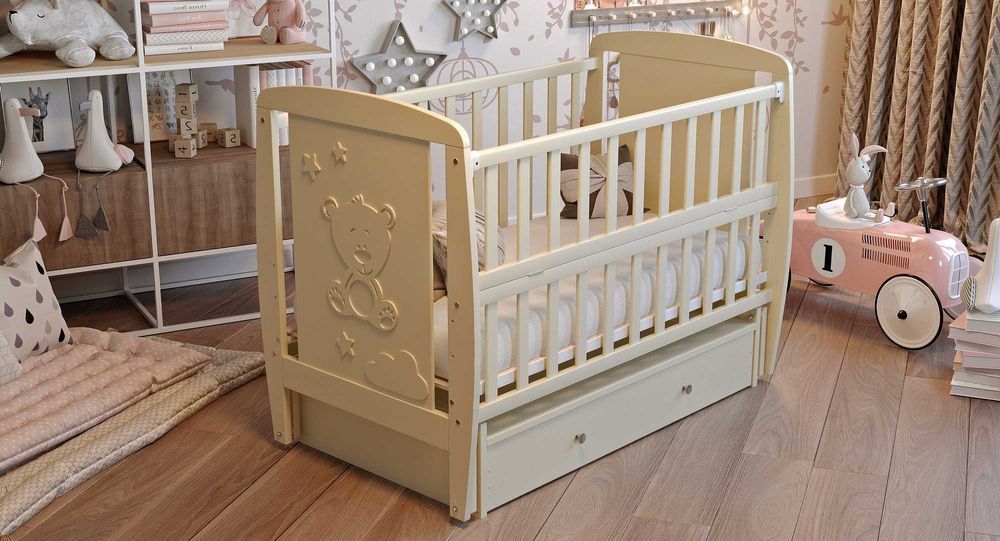 Кроватка для новонароджених ; Ліжко для Немовлят _ Ліжечко Букове.